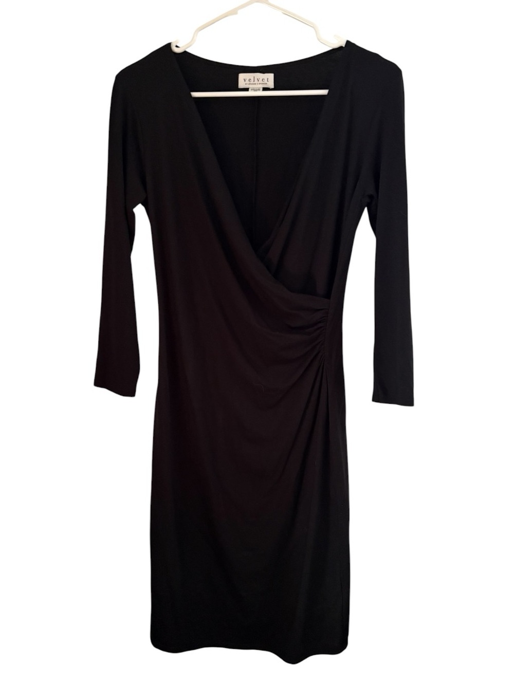 Velvet by Graham & Spencer Black Wrap-Front Sheath Dress
